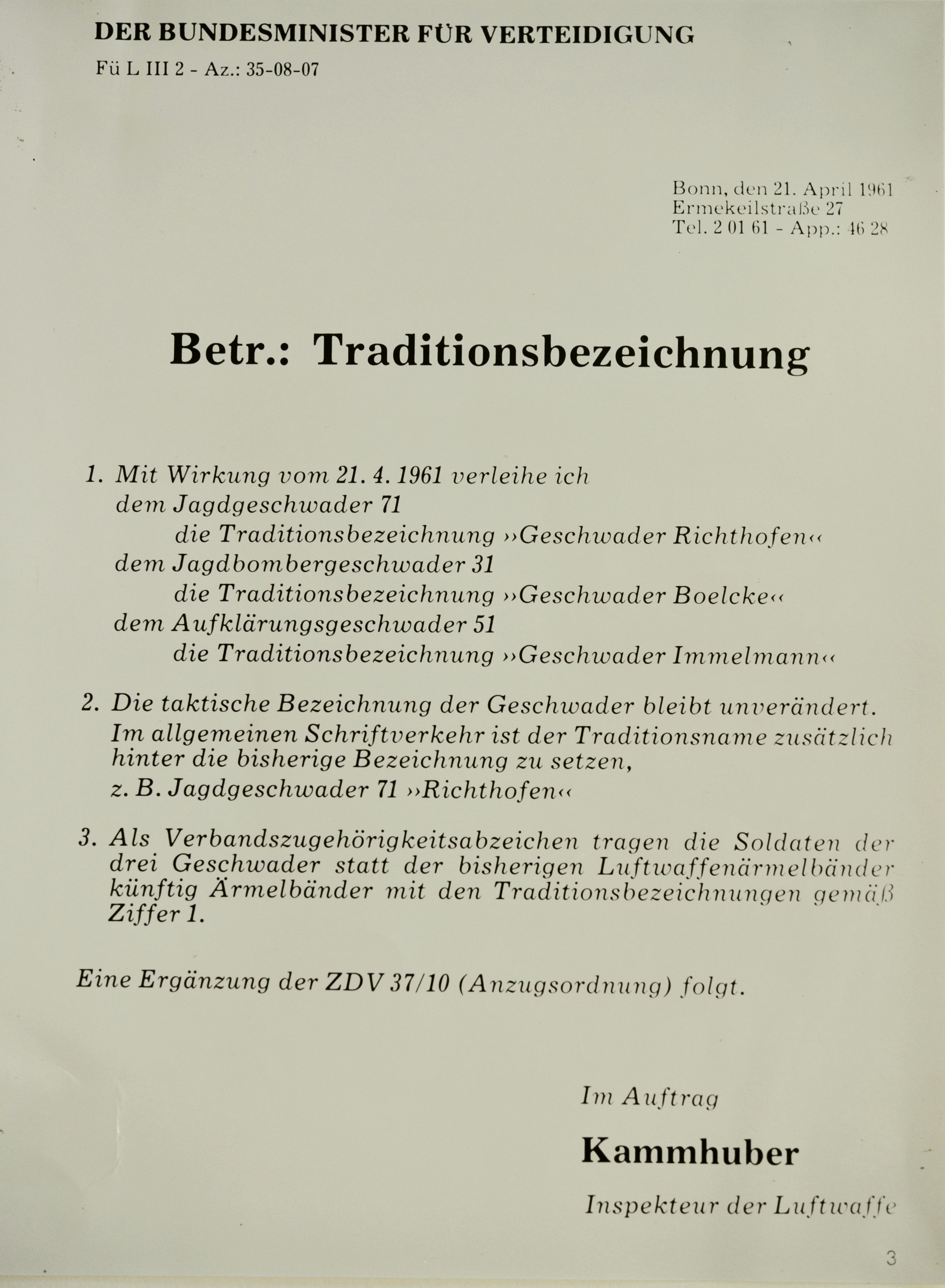FA Hartmann 11 Verleihung Tradition 1961
